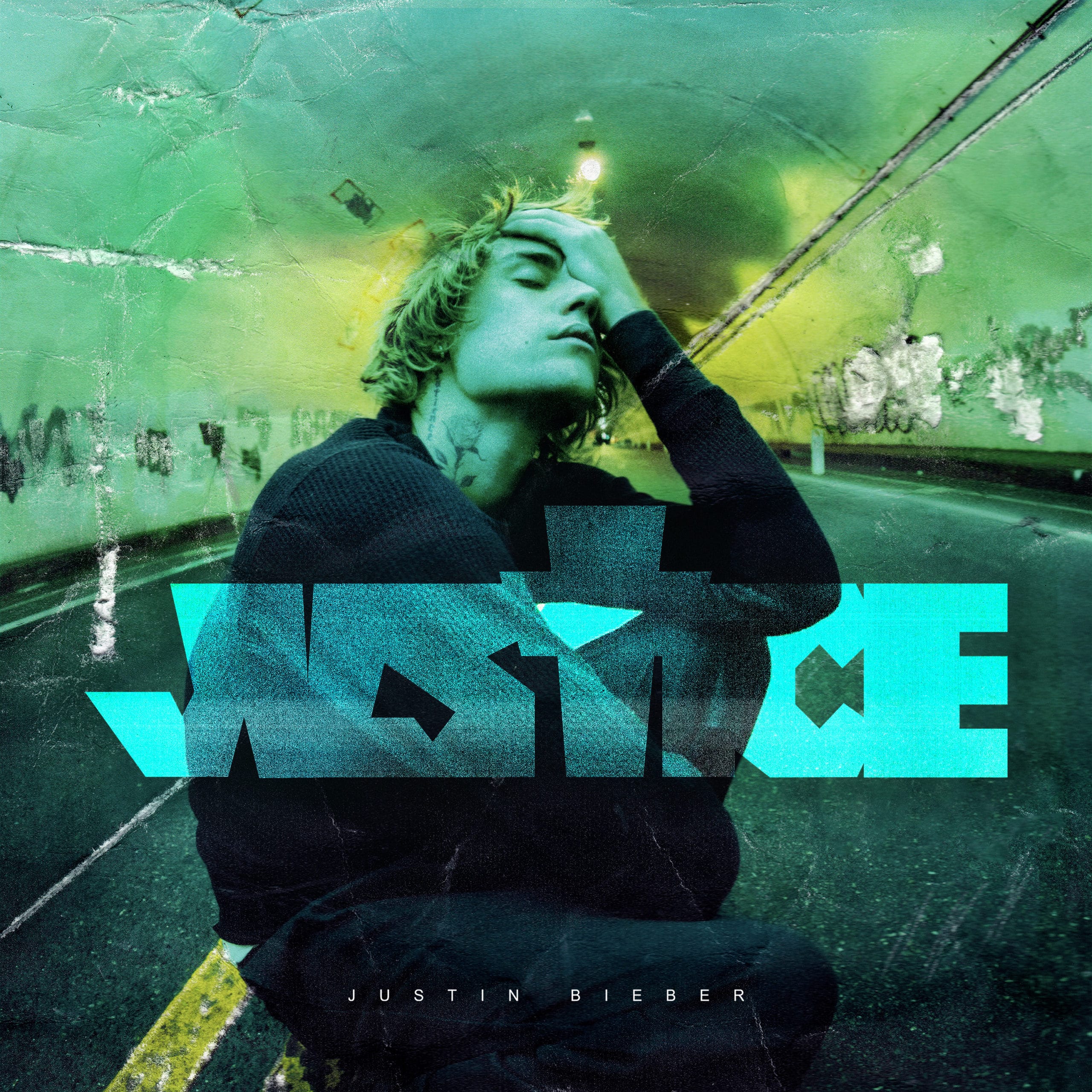 The cover to Justin Bieber's latest album, Justice