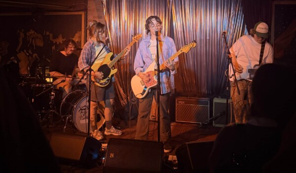 Montreal-based band Knitting on stage at Dina's Tavern in Toronto.
